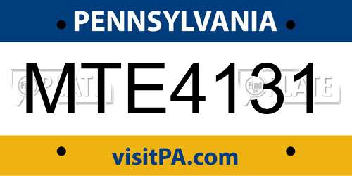 MTE4131 Pennsylvania License Plate