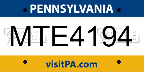 MTE4194 Pennsylvania License Plate