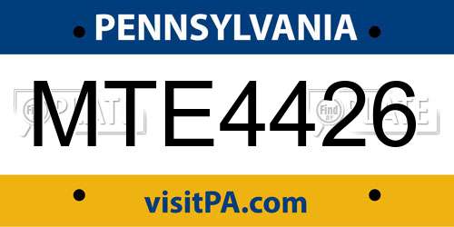 MTE4426 Pennsylvania License Plate