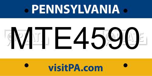 MTE4590 Pennsylvania License Plate