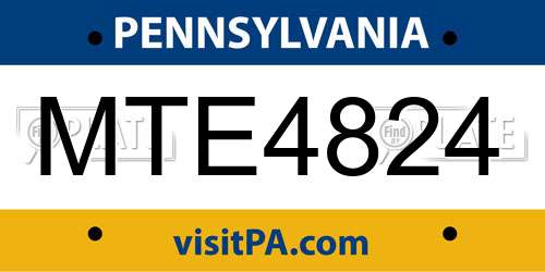 MTE4824 Pennsylvania License Plate