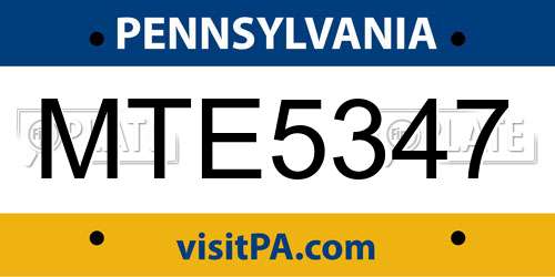 MTE5347 Pennsylvania License Plate