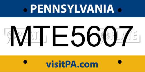 MTE5607 Pennsylvania License Plate