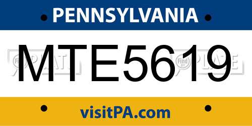 MTE5619 Pennsylvania License Plate