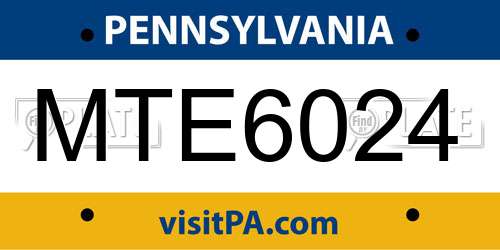 MTE6024 Pennsylvania License Plate