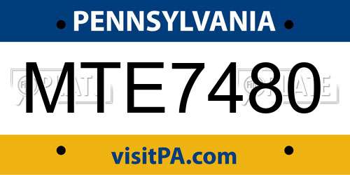 MTE7480 Pennsylvania License Plate