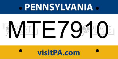 MTE7910 Pennsylvania License Plate