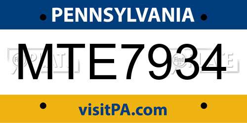 MTE7934 Pennsylvania License Plate