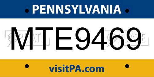MTE9469 Pennsylvania License Plate