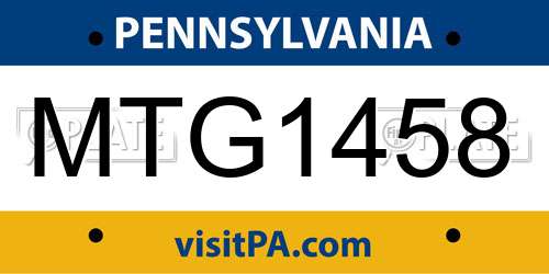 MTG1458 Pennsylvania License Plate