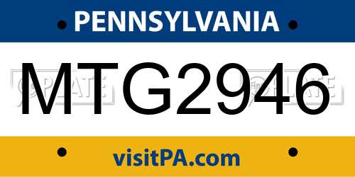 MTG2946 Pennsylvania License Plate