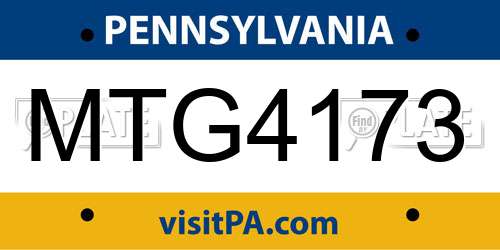 MTG4173 Pennsylvania License Plate