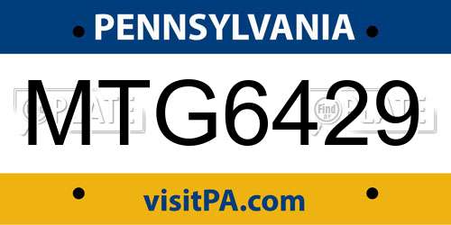 MTG6429 Pennsylvania License Plate