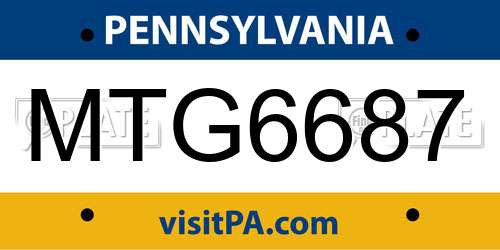 MTG6687 Pennsylvania License Plate