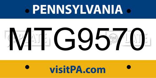MTG9570 Pennsylvania License Plate