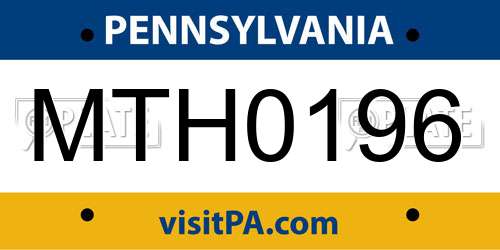 MTH0196 Pennsylvania License Plate