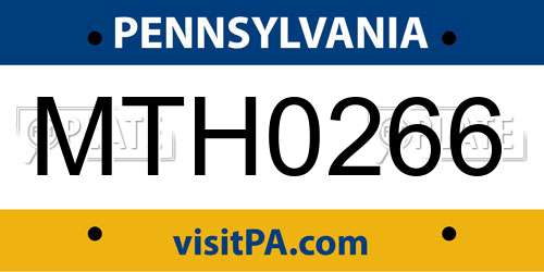 MTH0266 Pennsylvania License Plate