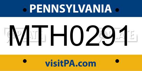 MTH0291 Pennsylvania License Plate