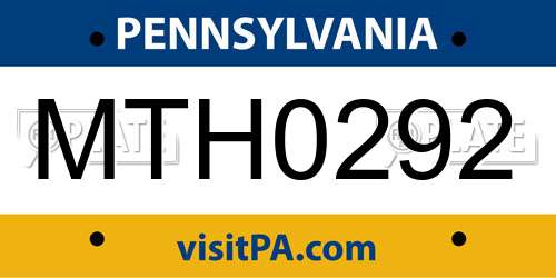 MTH0292 Pennsylvania License Plate