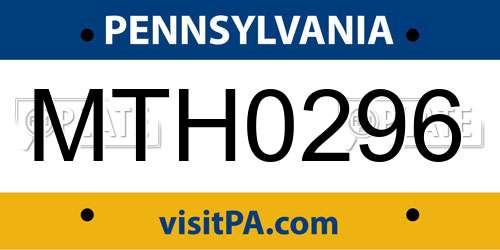 MTH0296 Pennsylvania License Plate