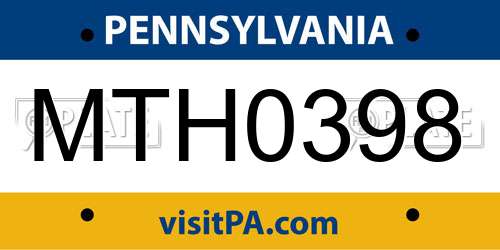 MTH0398 Pennsylvania License Plate