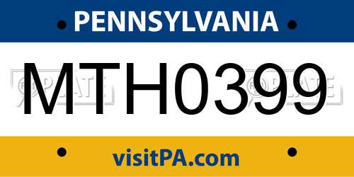 MTH0399 Pennsylvania License Plate