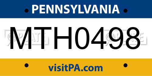 MTH0498 Pennsylvania License Plate