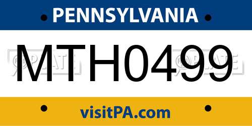 MTH0499 Pennsylvania License Plate