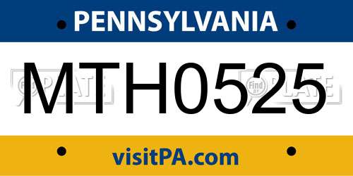 MTH0525 Pennsylvania License Plate