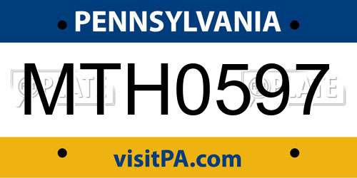 MTH0597 Pennsylvania License Plate
