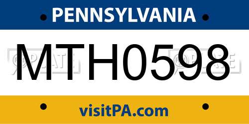 MTH0598 Pennsylvania License Plate