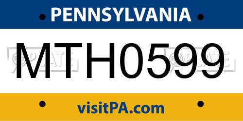 MTH0599 Pennsylvania License Plate
