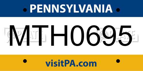 MTH0695 Pennsylvania License Plate