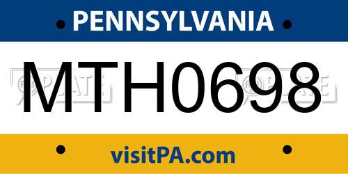 MTH0698 Pennsylvania License Plate