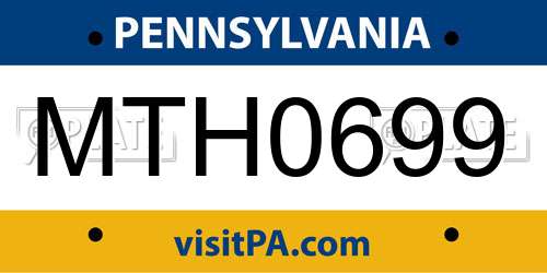 MTH0699 Pennsylvania License Plate