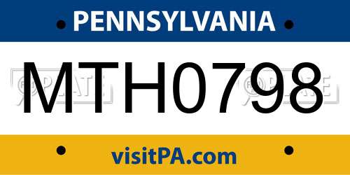 MTH0798 Pennsylvania License Plate