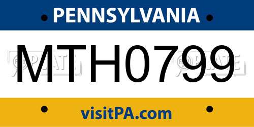 MTH0799 Pennsylvania License Plate