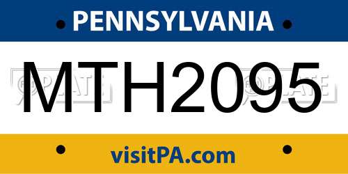 MTH2095 Pennsylvania License Plate