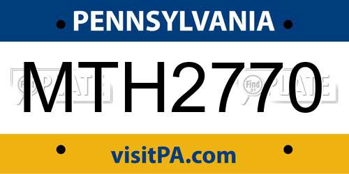 MTH2770 Pennsylvania License Plate