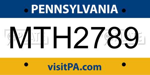 MTH2789 Pennsylvania License Plate