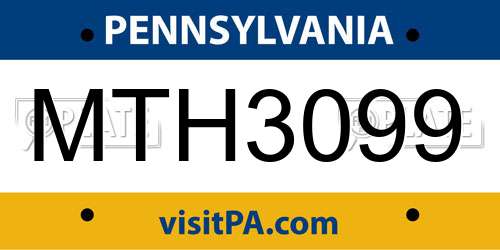 MTH3099 Pennsylvania License Plate