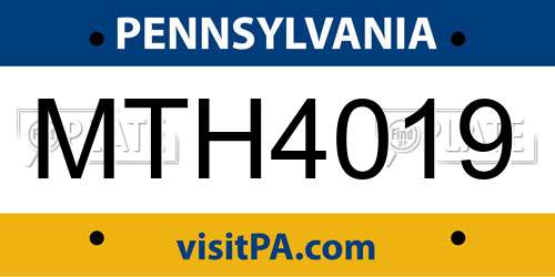 MTH4019 Pennsylvania License Plate