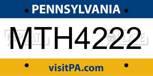 MTH4222 Pennsylvania License Plate