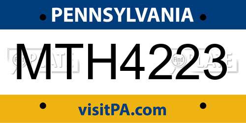 MTH4223 Pennsylvania License Plate