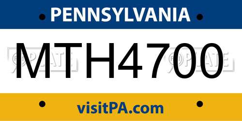 MTH4700 Pennsylvania License Plate