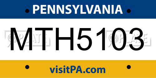 MTH5103 Pennsylvania License Plate