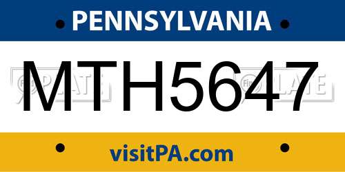 MTH5647 Pennsylvania License Plate