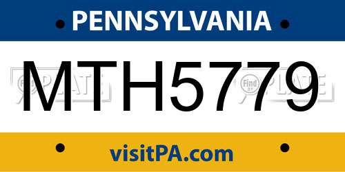 MTH5779 Pennsylvania License Plate