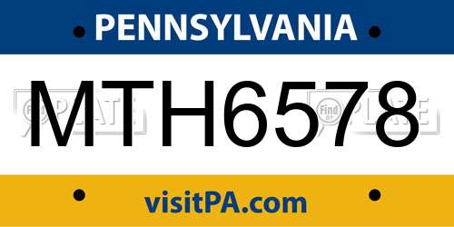 MTH6578 Pennsylvania License Plate