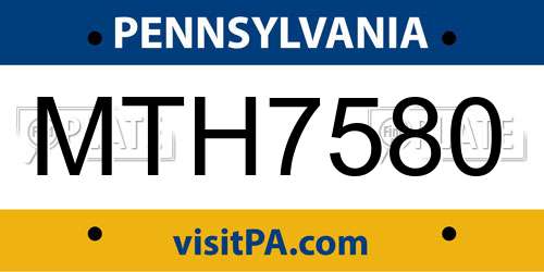 MTH7580 Pennsylvania License Plate